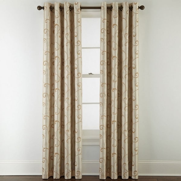 Royal Velvet Plaza Embroidery Blackout Grommet-Top Curtain Panel, 50